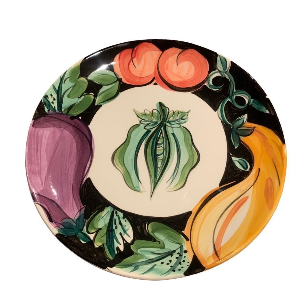 Vintage 90s Vikki Carroll Hand Painted Studio Bon Appetite Vegetable Plate